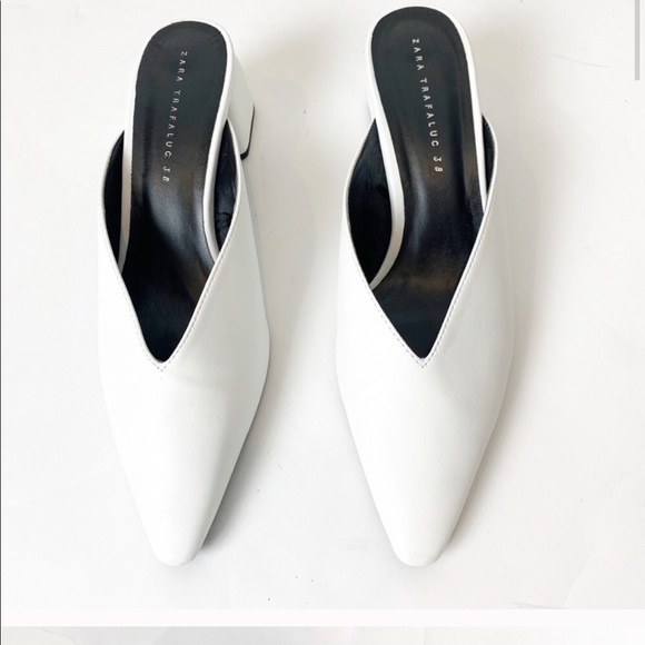 Zara | Shoes | Zara V Vamp White Block Heel Mules | Poshmark